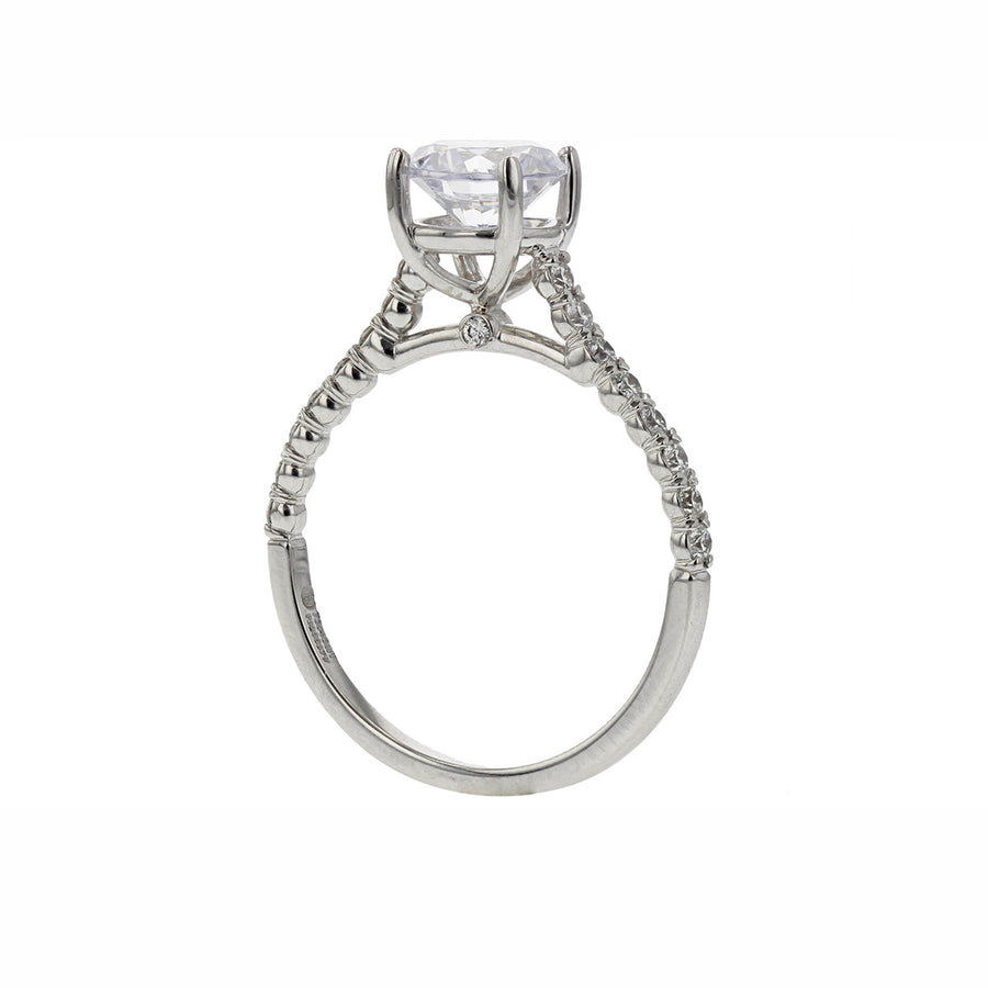 New Aire Silk Diamond Semi-Mount Ring in 18K White Gold and Platinum for Round Center