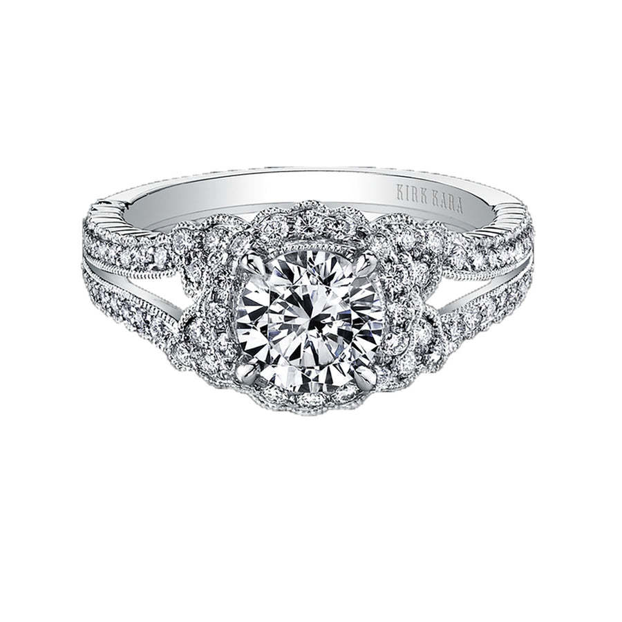 Diamond Halo Split Shoulders Ring Setting