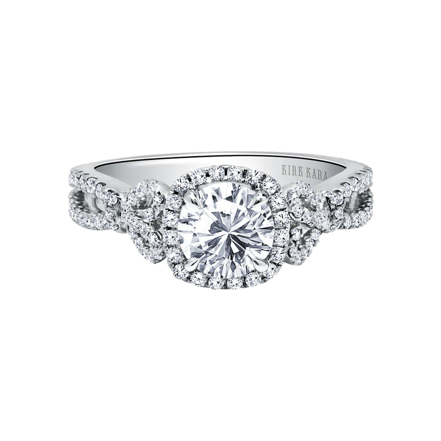Delicate Bows Halo Diamond Engagement Ring Setting