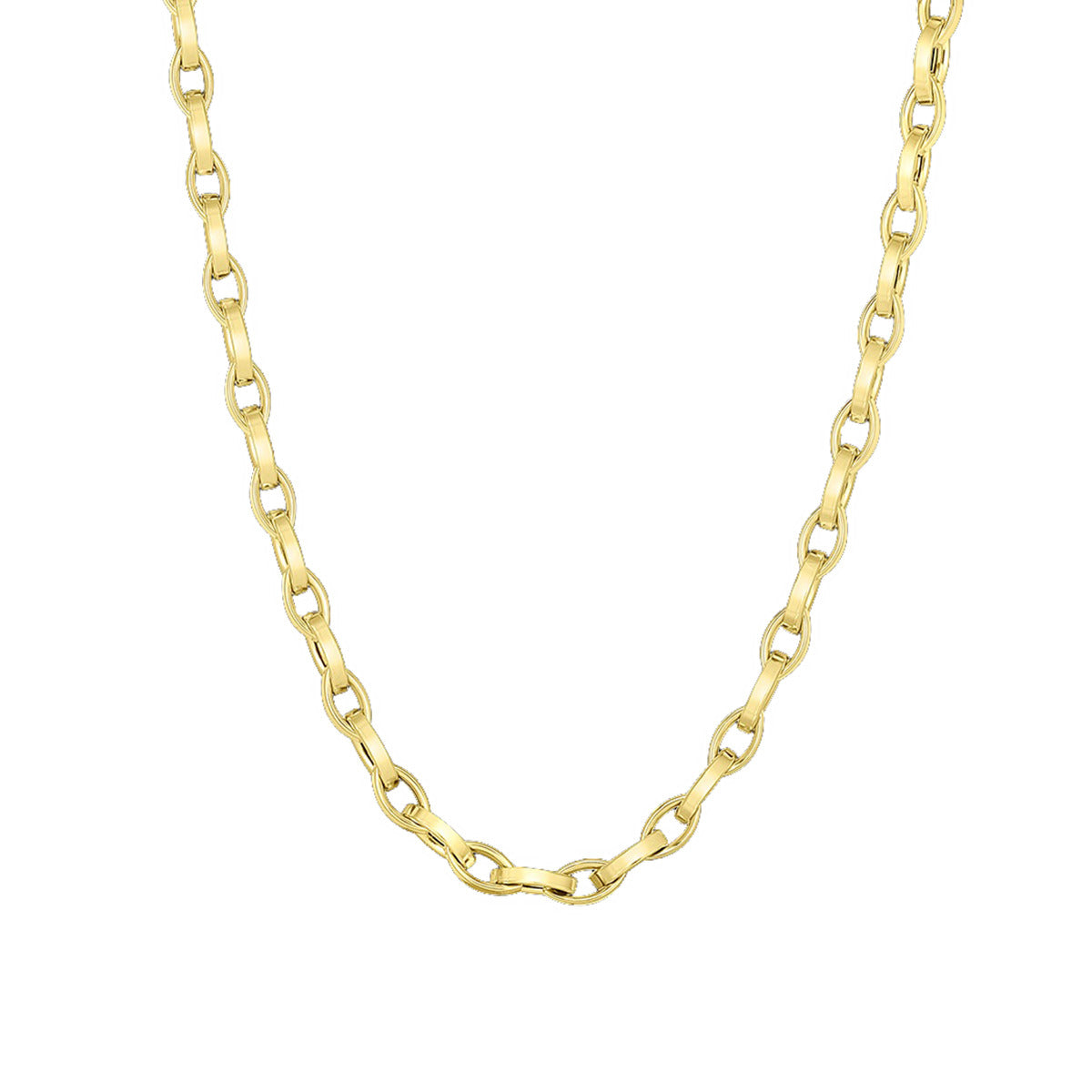 Almond Link Chain Necklace in 18K Yellow Gold, 22in