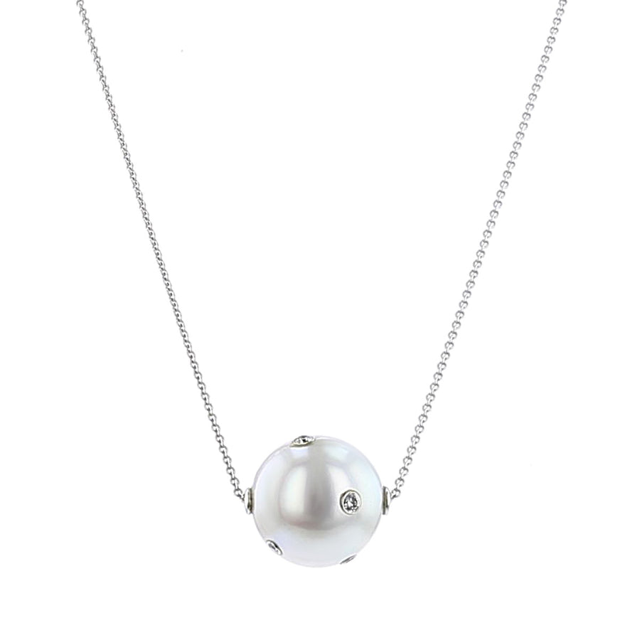 14K White Gold South Sea Pearl with Diamonds