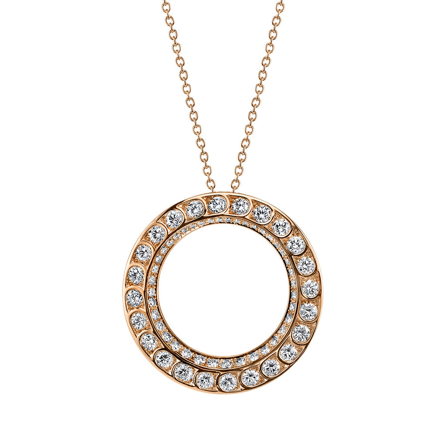 Scallop Artisan Diamond Large Circle Pendant