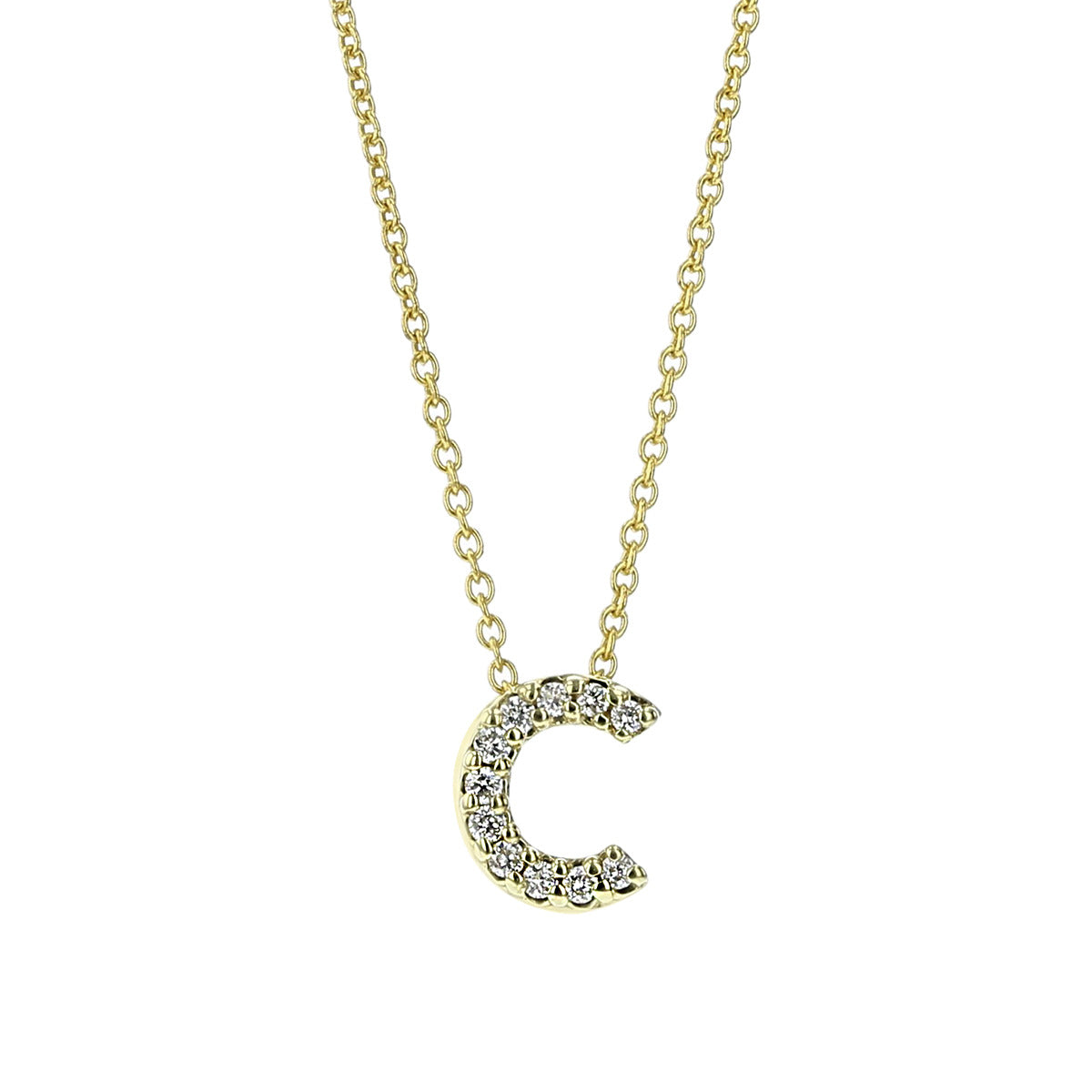 Tiny Treasures Love Letter "C" Diamond Pendant in 18K Yellow Gold, 18in