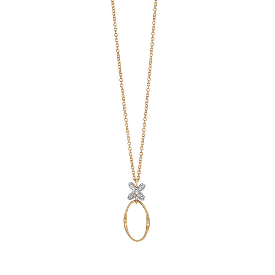 18K Yellow and White Gold Pendant with Diamond Flowers