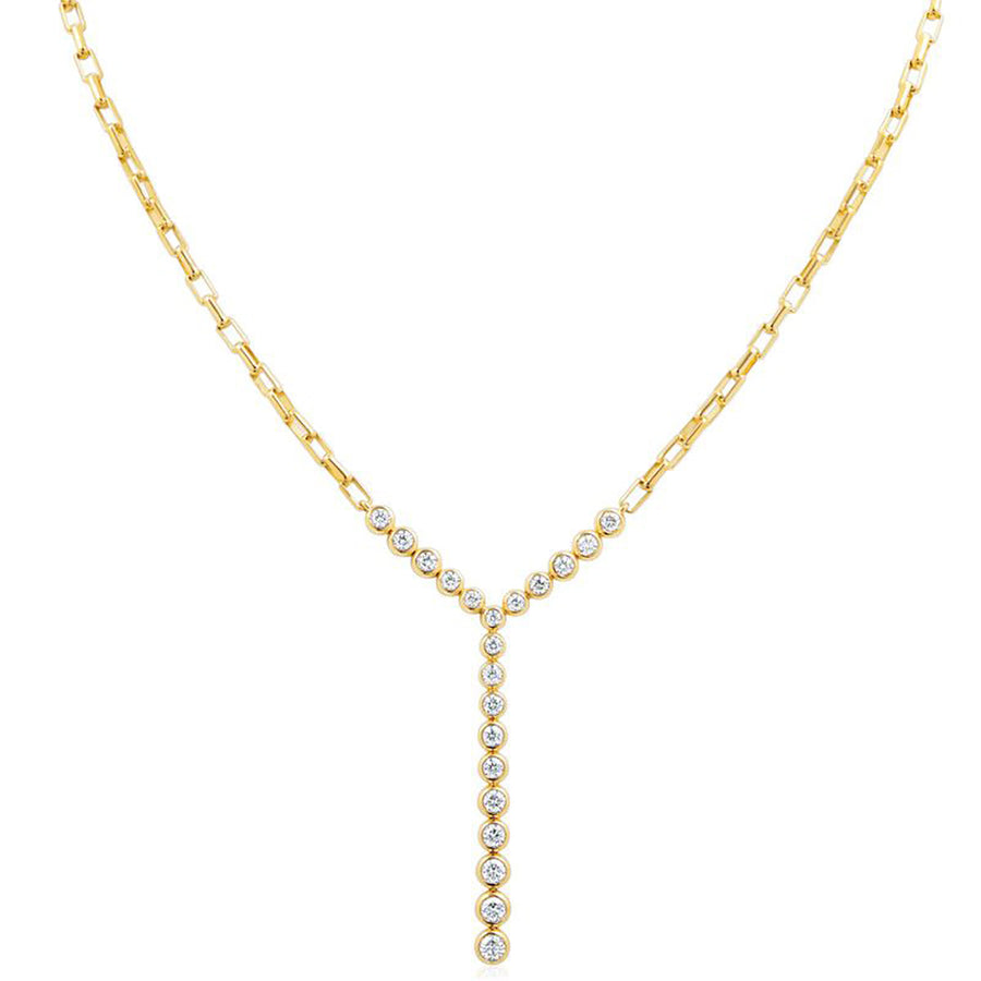 18k Yellow Gold Diamond Stiletto Diamond Necklace