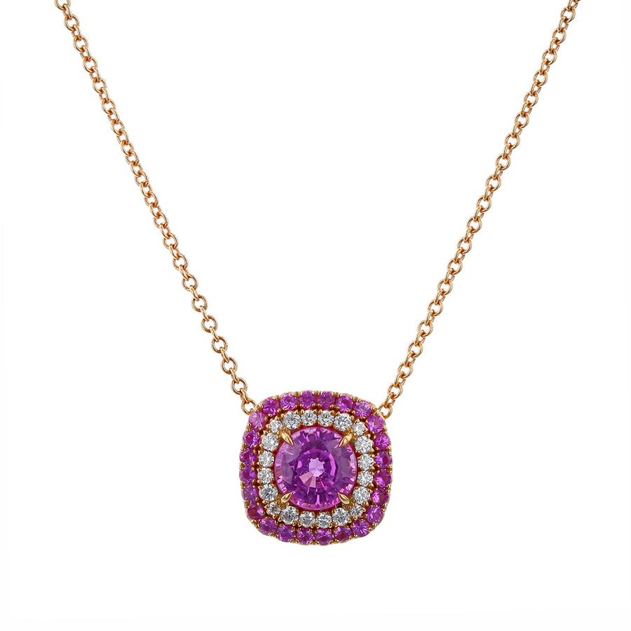 Pink Sapphire and Diamond Pendant