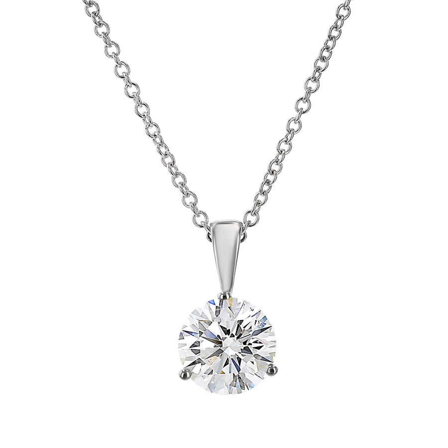 18K White Gold Diamond Solitaire Pendant Necklace