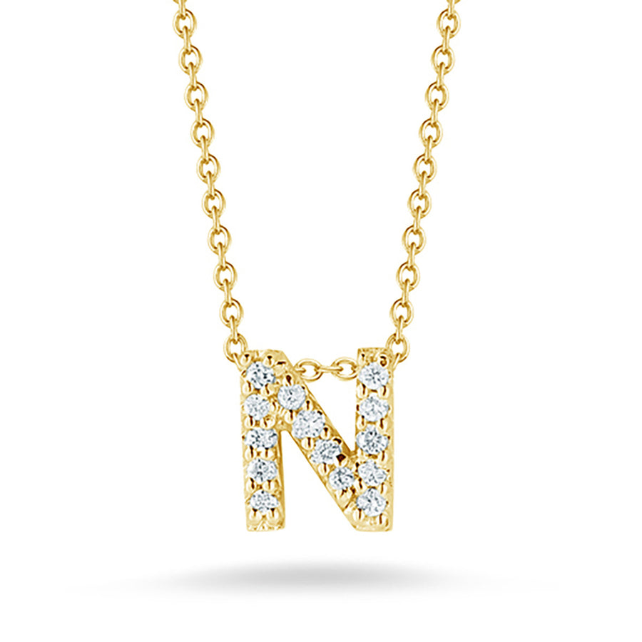Love Letter Diamond Initial N Necklace in Yellow Gold