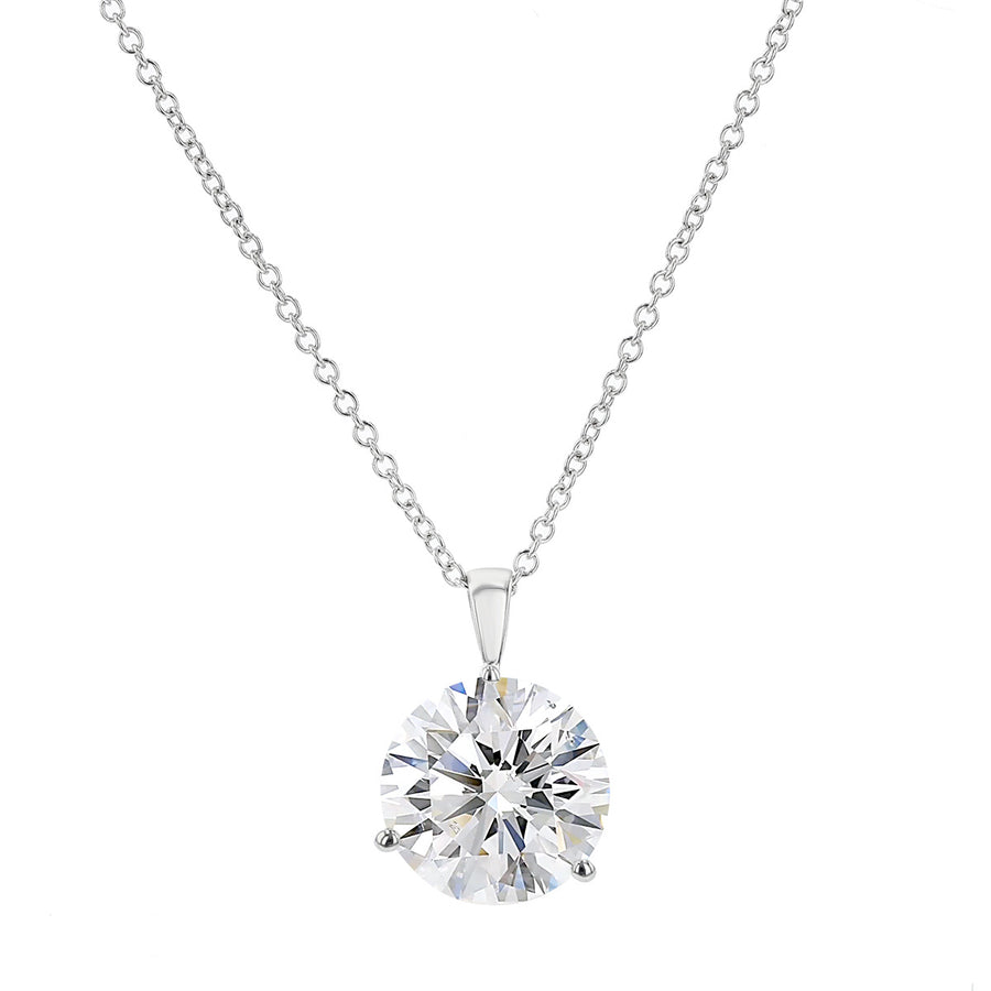 18K White Gold Brilliant Diamond Solitaire Pendant