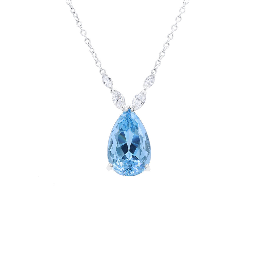 Platinum Aquamarine and Diamond Pendant