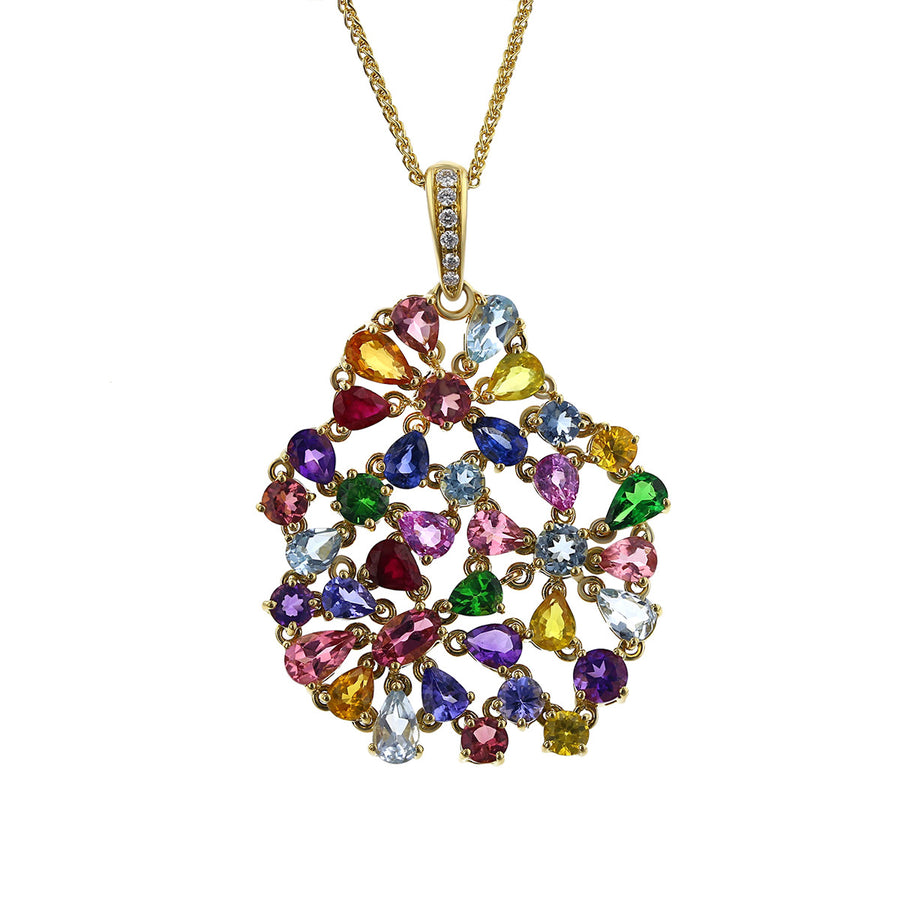 18K Yellow Gold Multi Gemstones Pendant Necklace Schiffman's
