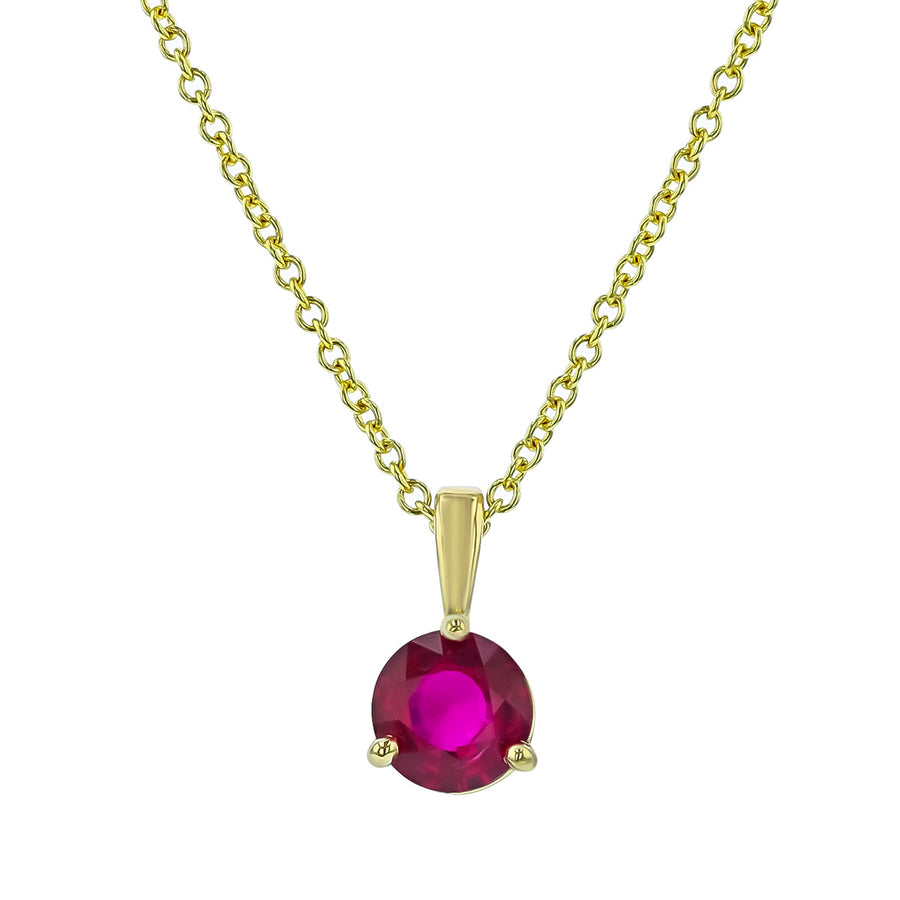 18K Yellow Gold Mozambique Ruby Pendant Necklace