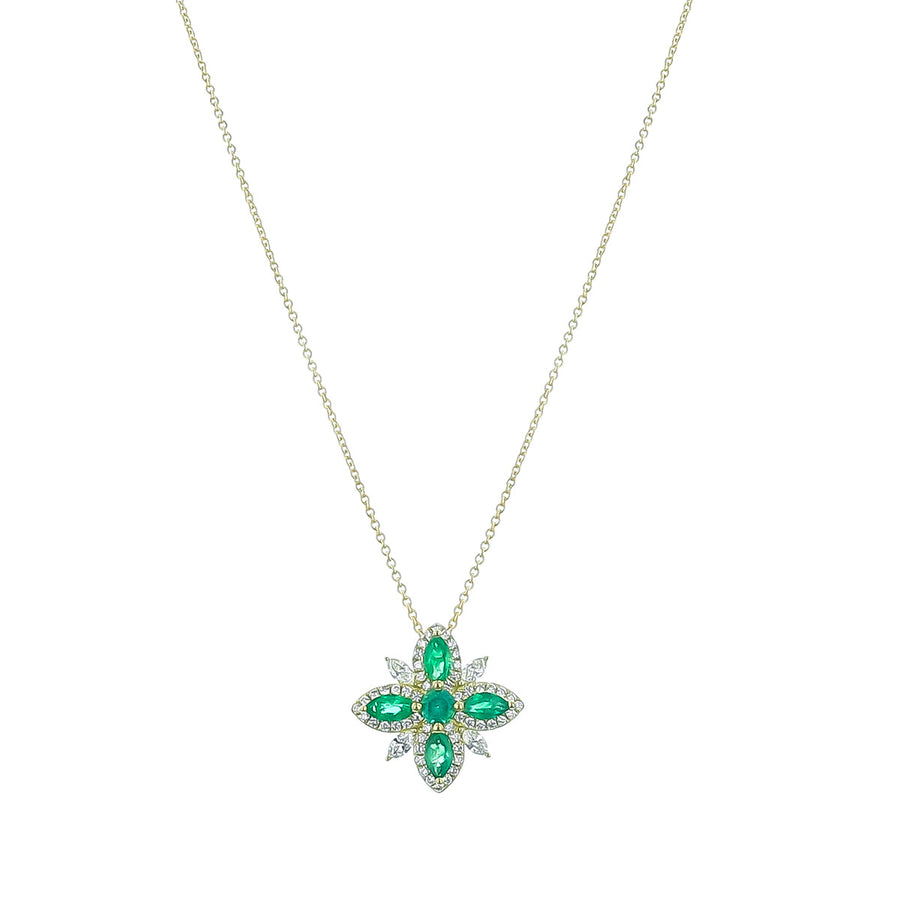 Emerald Lotus Pendant Necklace