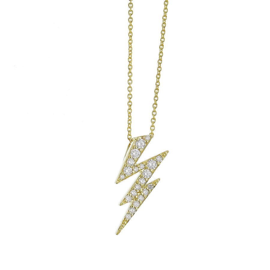 18K Gold Lightning Bolt Diamond Pendant Necklace