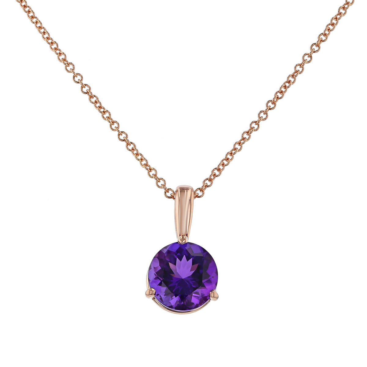 7.03 mm Amethyst Necklace in Rose Gold | Shane Co.
