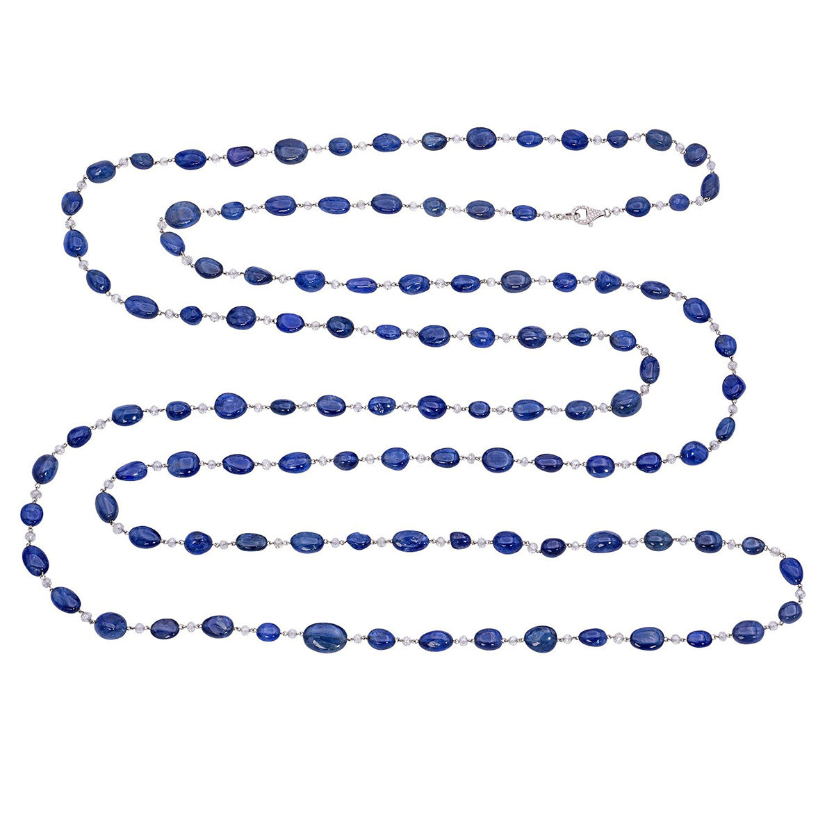 Blue Sapphire Beads and Briolette Diamond Necklace | Schiffman's