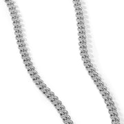Curb Chain Necklace in Sterling Silver with Pave Diamonds