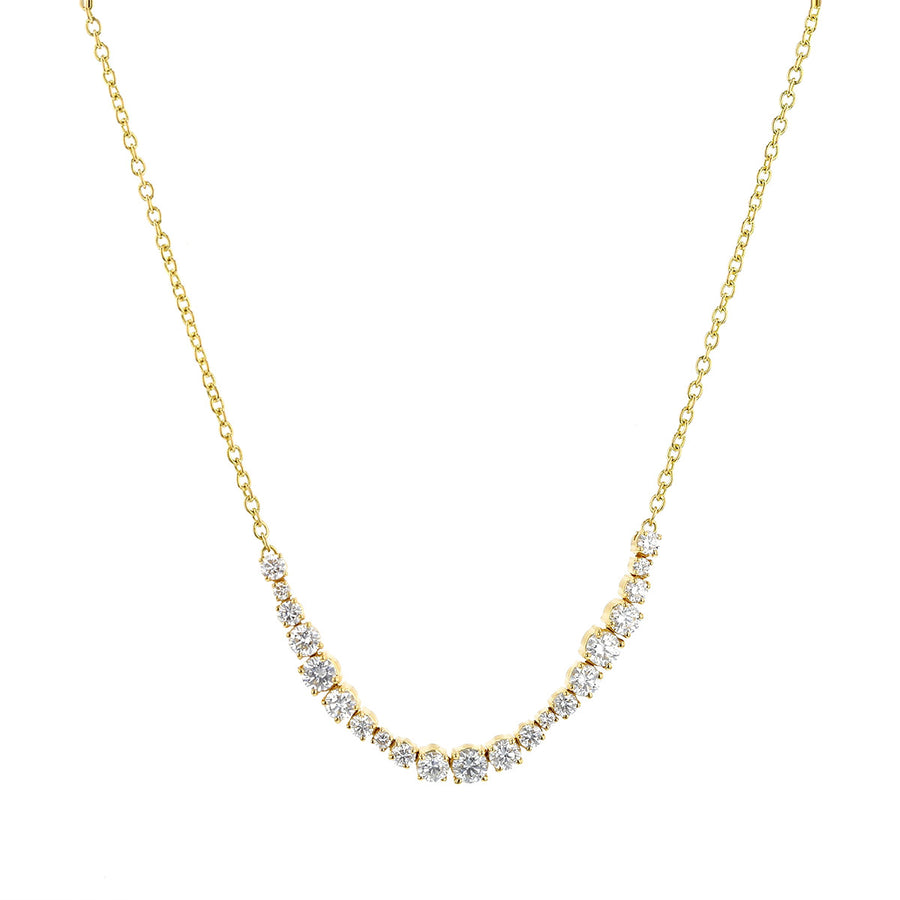 Diamond Wave Necklace in 18K Yellow Gold, Adjustable Chain
