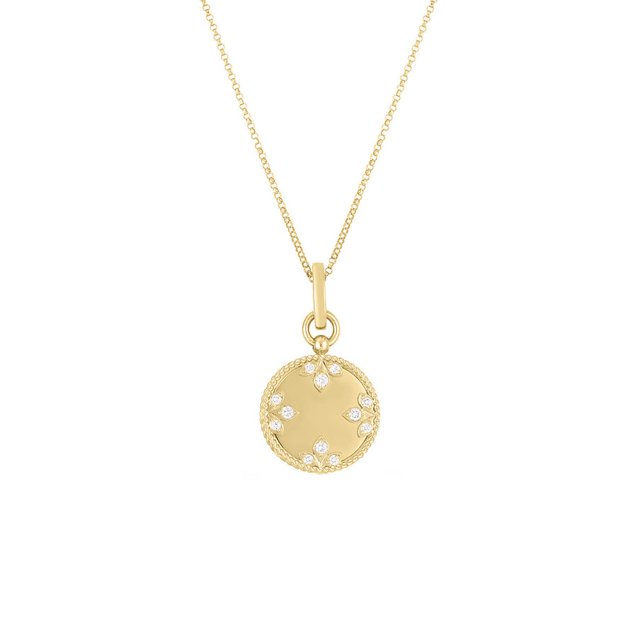 18K Yellow Gold Medallion Charms Small Diamond Necklace