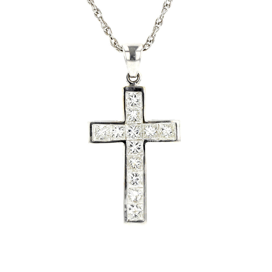 1.20-Carat Princess Cut Diamond Cross Pendant