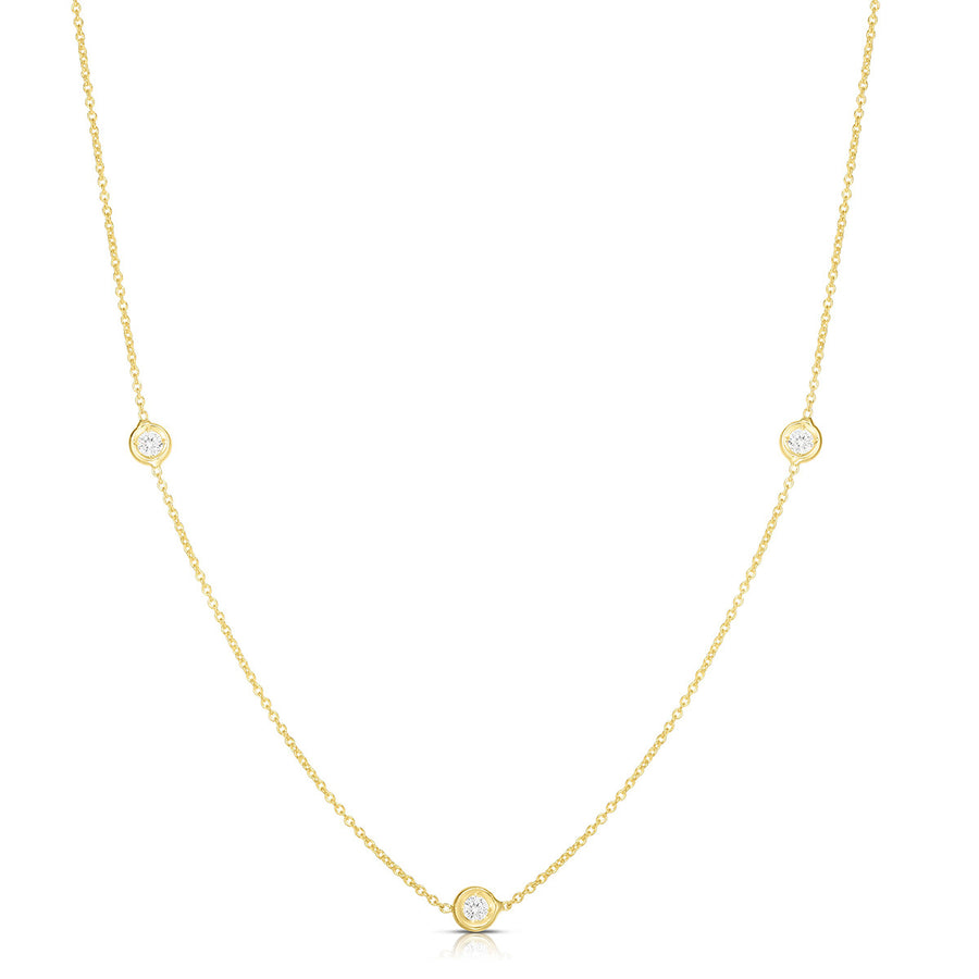 18K Gold Necklace with 3 Diamond Stations