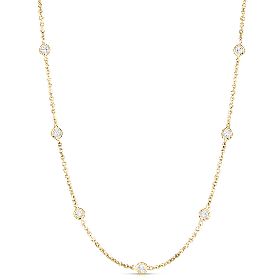 18K Gold Diamond By The Inch Station Necklace