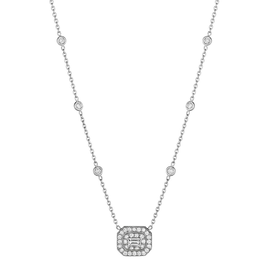 Mid Emerald-Cut Diamond Art Deco Necklace