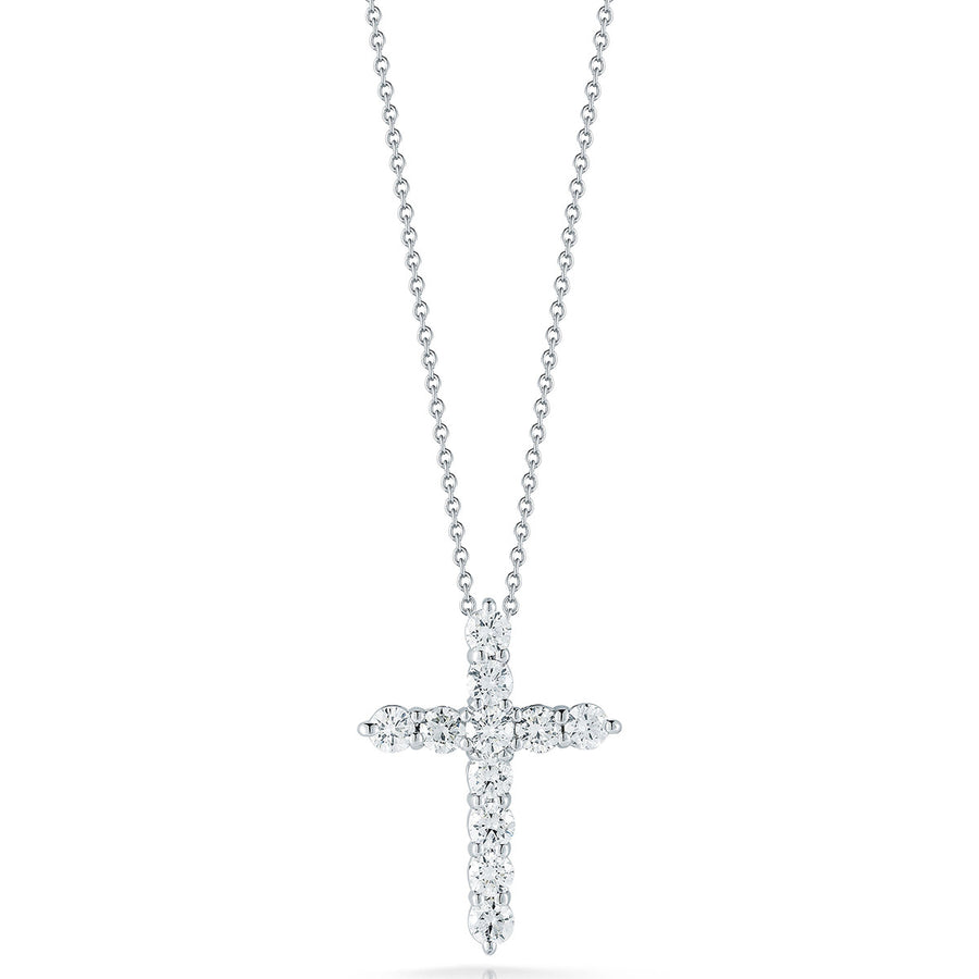 18K White Gold Diamond Cross Pendant