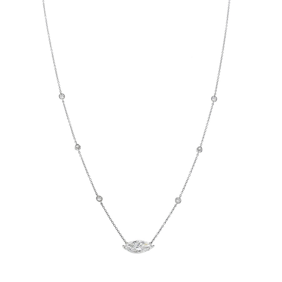 Platinum Marquise Diamond and Station Necklace