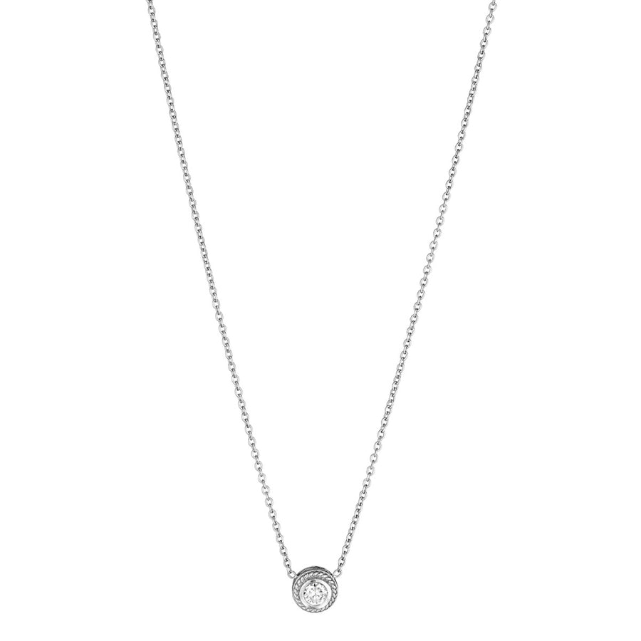 Round Stud Necklace with Twist on Petite Chain