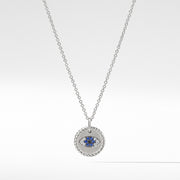 Cable Collectibles Evil Eye Necklace with Diamonds and Light Blue Sapphires in 18K White Gold