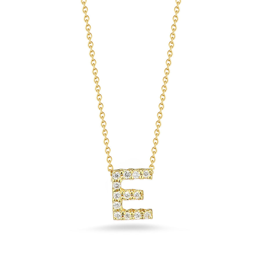 Love Letter Diamond Initial E Necklace in Yellow Gold