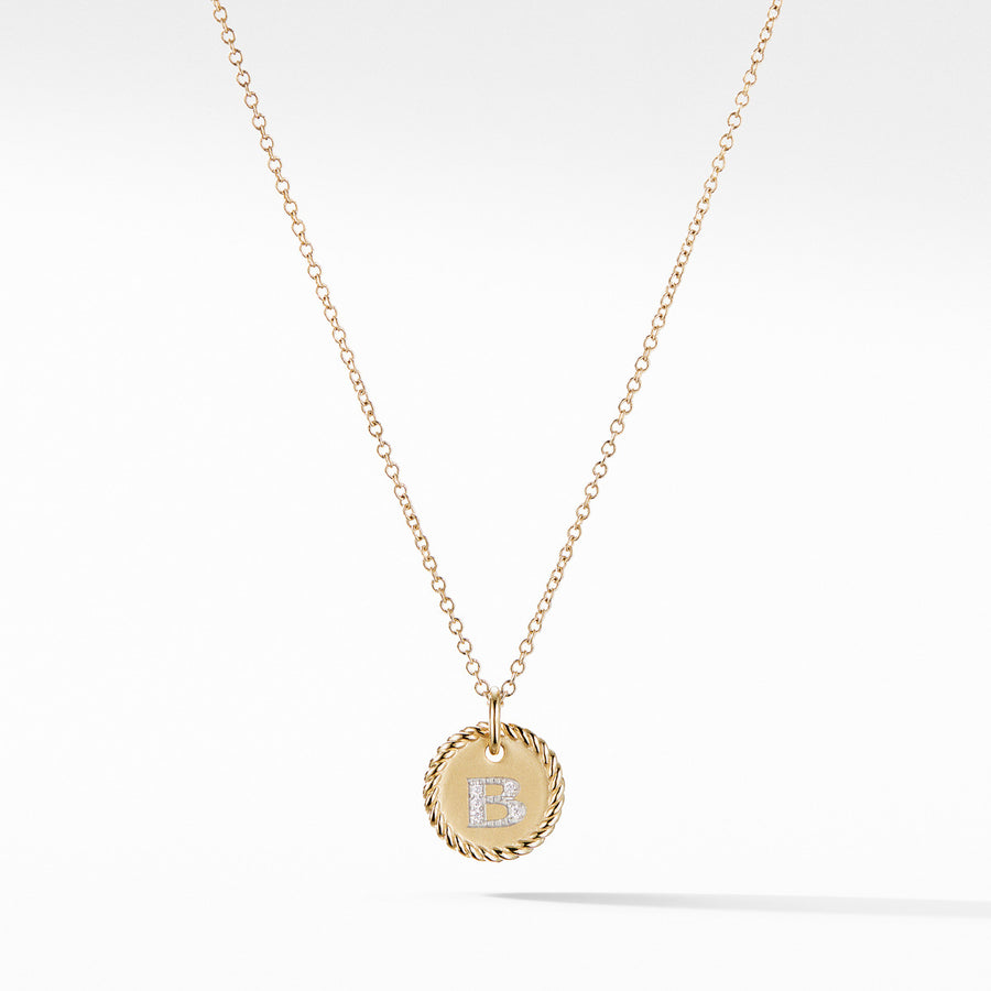 Initial Charm Necklace with Diamonds in Gold on Chain