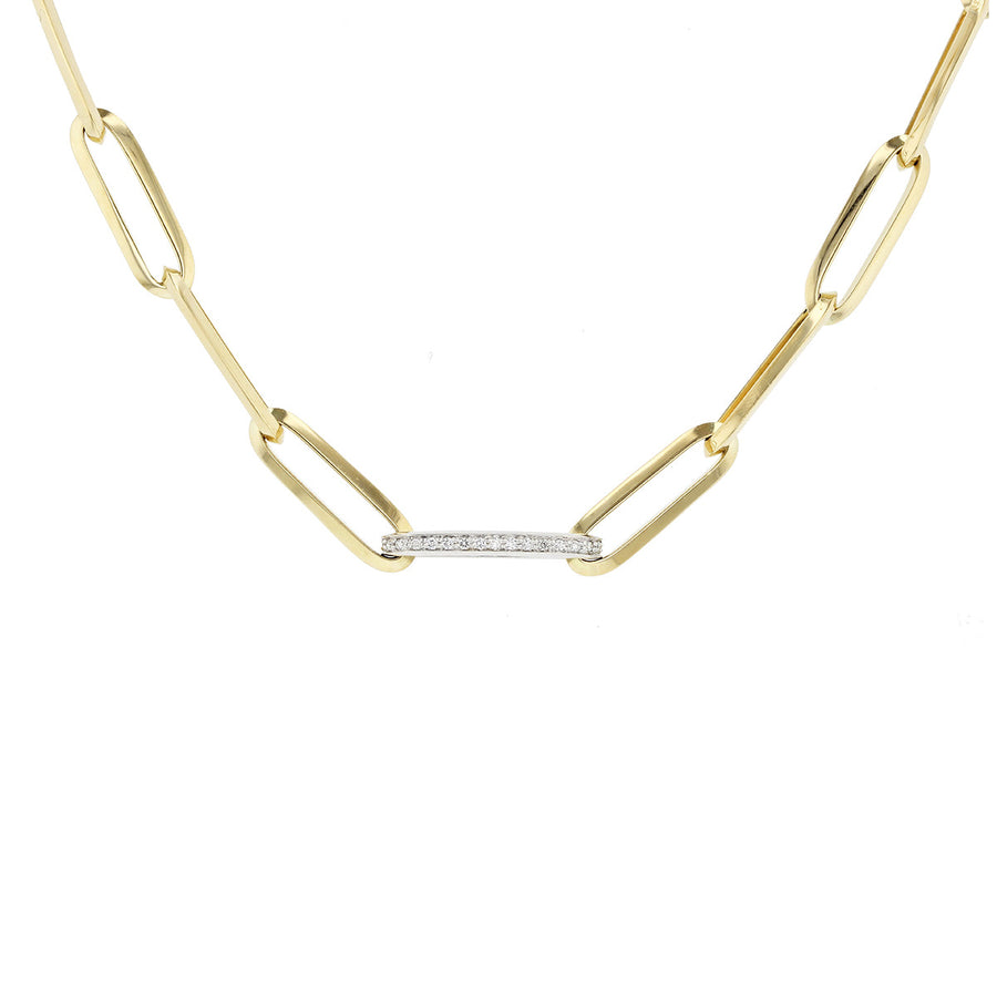 18K Link Necklace with Diamonds
