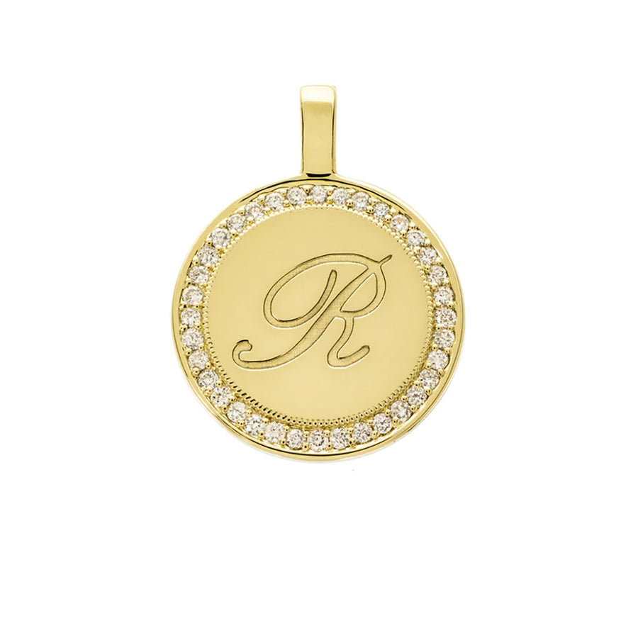P.S. Large Yellow Gold Round Charm with Diamonds