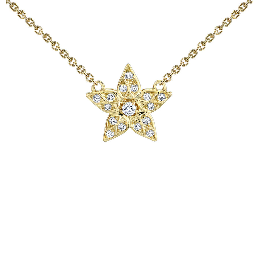 Artisan Pave Diamond Single Lily Pendant Necklace