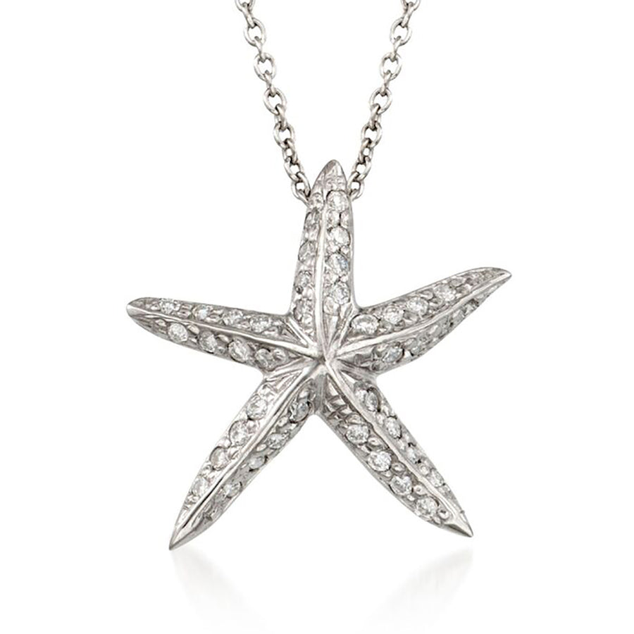 18K Diamond Starfish Pendant Necklace