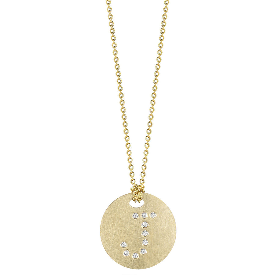 Disc Pendant with Diamond Initial J