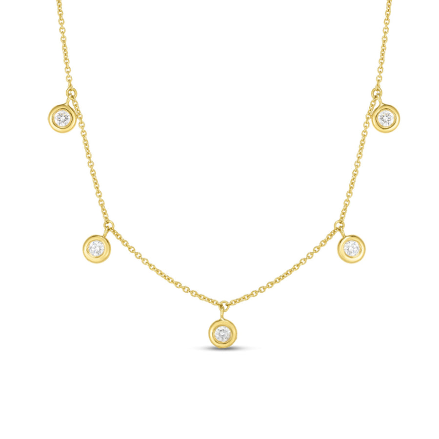 18K Five Diamond Drop Station Necklace