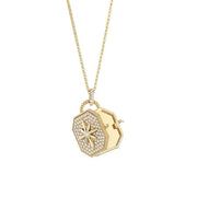 18K Yellow Gold and Diamond Locket Pendant Necklace