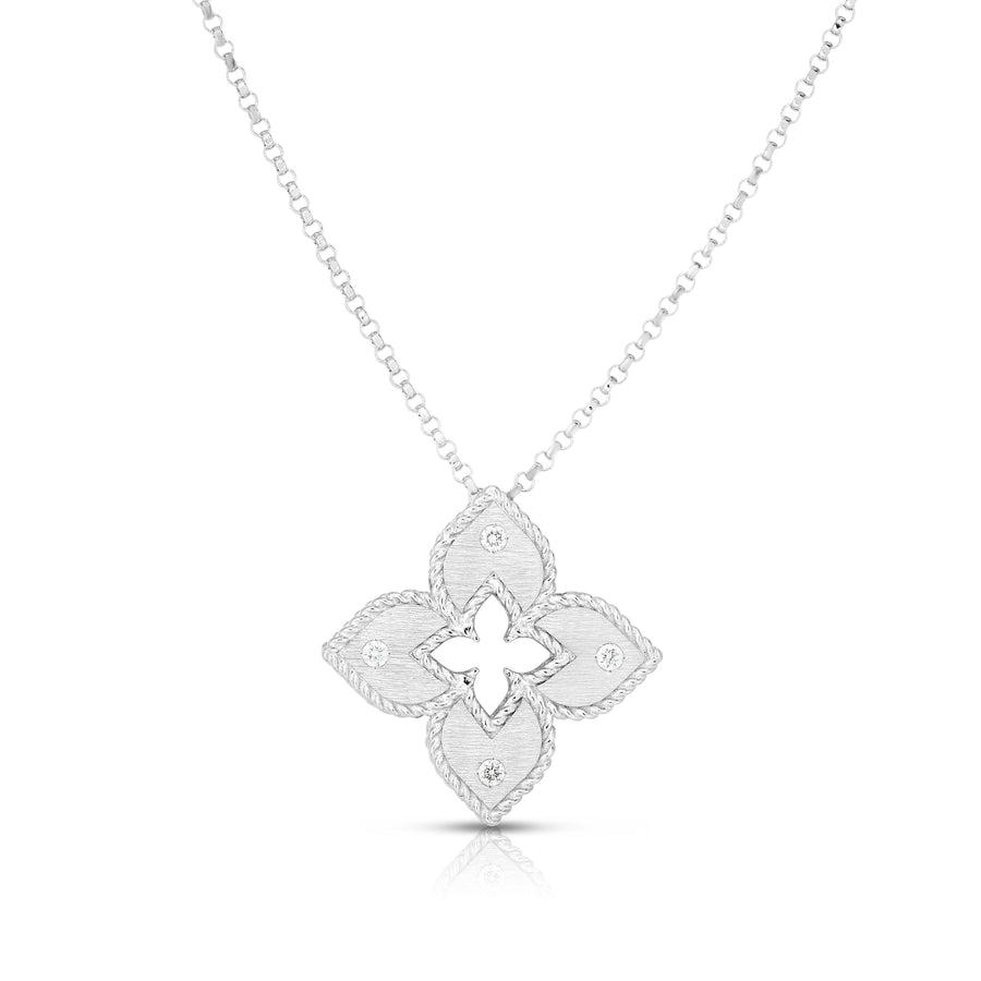 Petite Venetian Princess Satin Flower Diamond Pendant