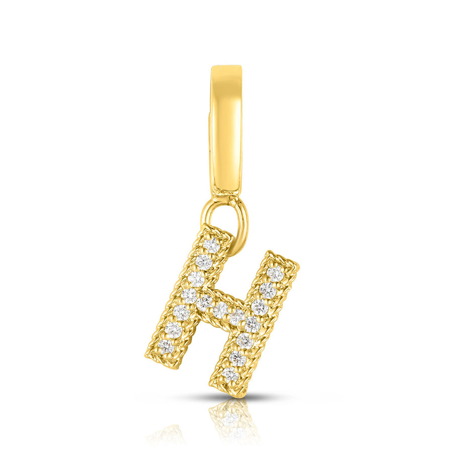 18K Gold and Diamond Princess Letter H Charm