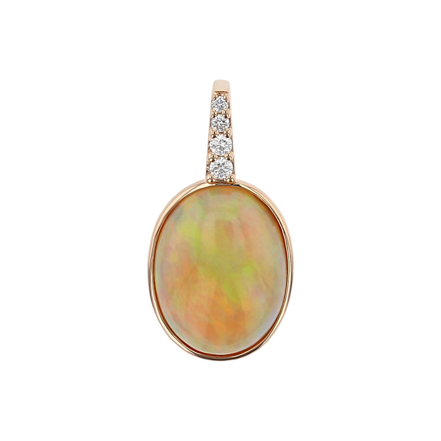 Oval Ethiopian Opal Pendant with Diamond Bail