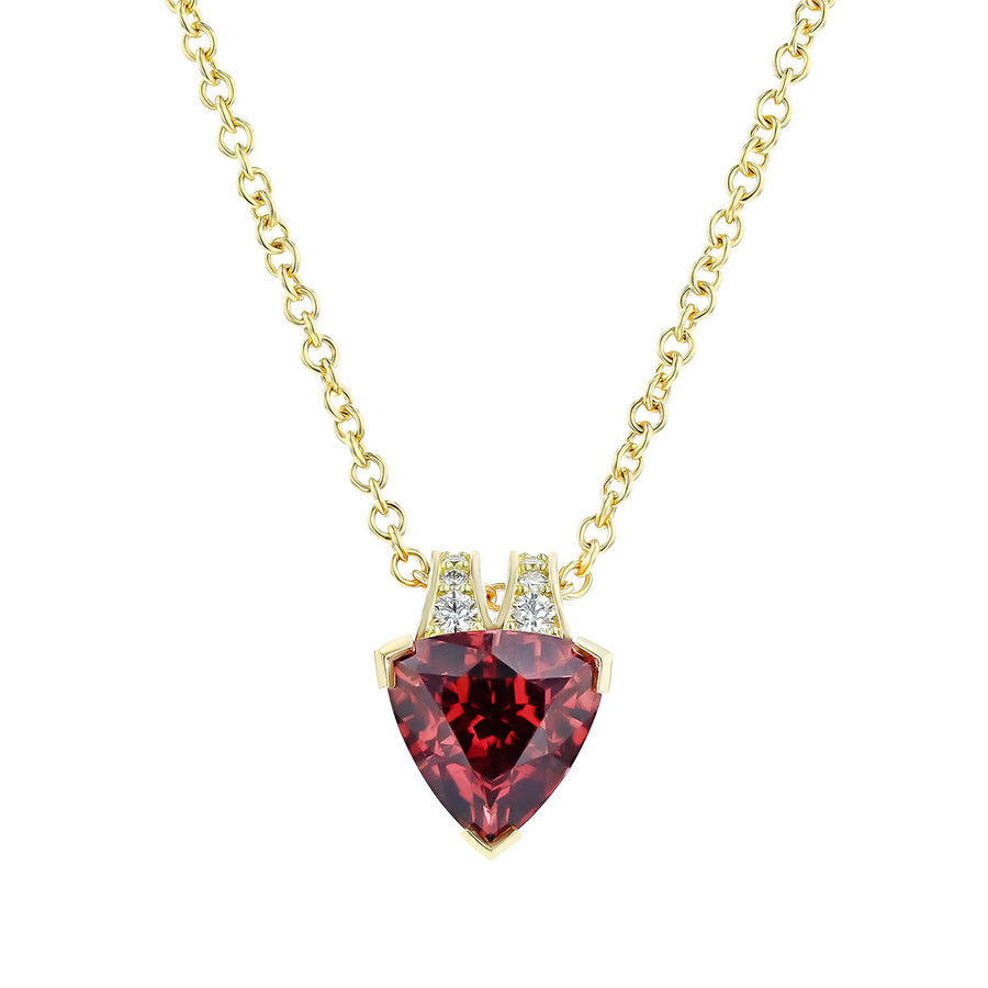 Trillion Fuchsia Tourmaline and Diamond Pendant