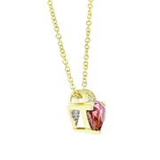 Trillion Fuchsia Tourmaline and Diamond Pendant