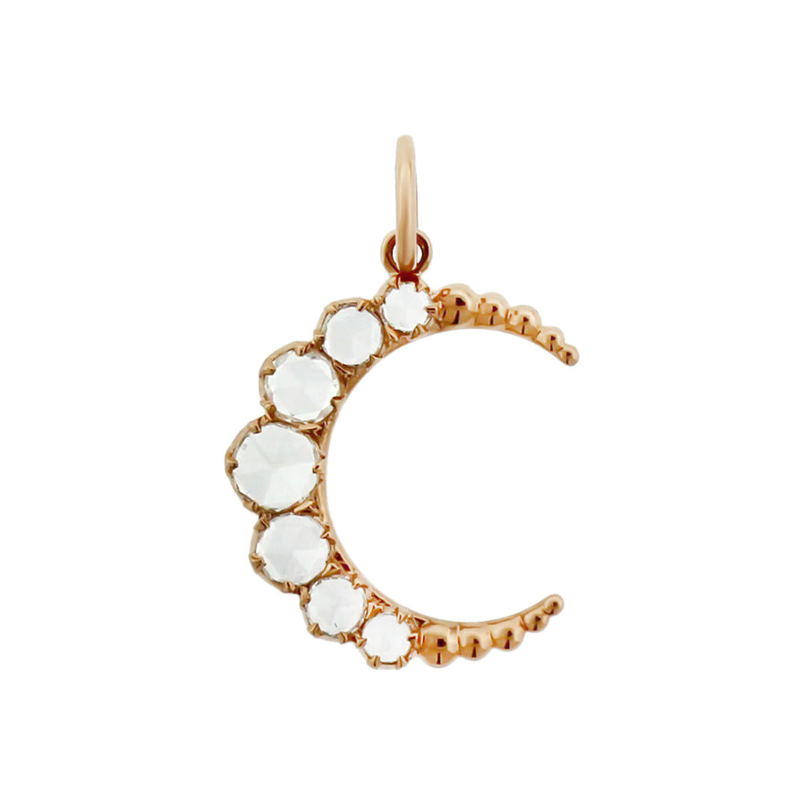 Rose Gold Diamond Large Crescent Pendant