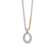 Caviar Lux Diamond Oval Drop Pendant Necklace