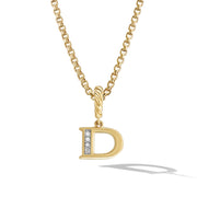 Pave D Initial Pendant in 18K Yellow Gold with Diamonds