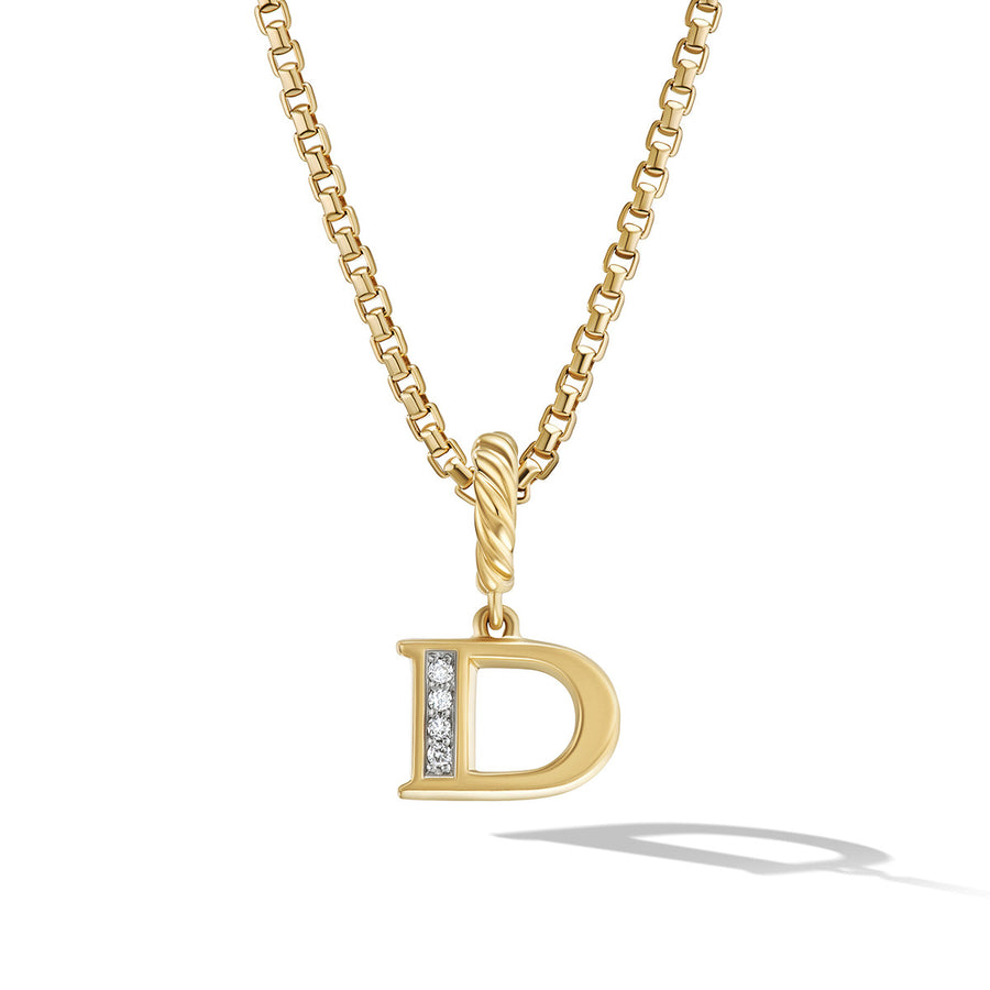 Pave D Initial Pendant in 18K Yellow Gold with Diamonds