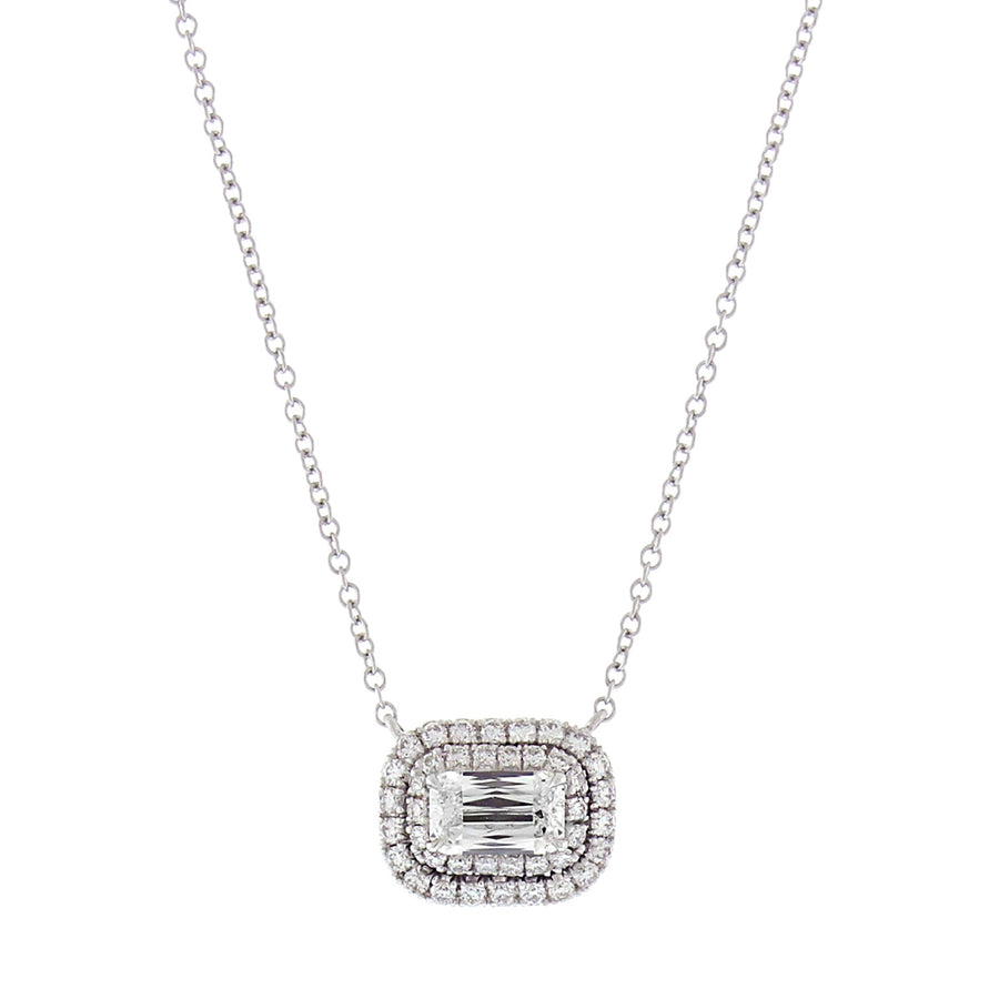 Ashoka Diamond Double Halo Pendant Necklace